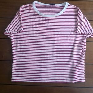 women's red and white striped t shirt